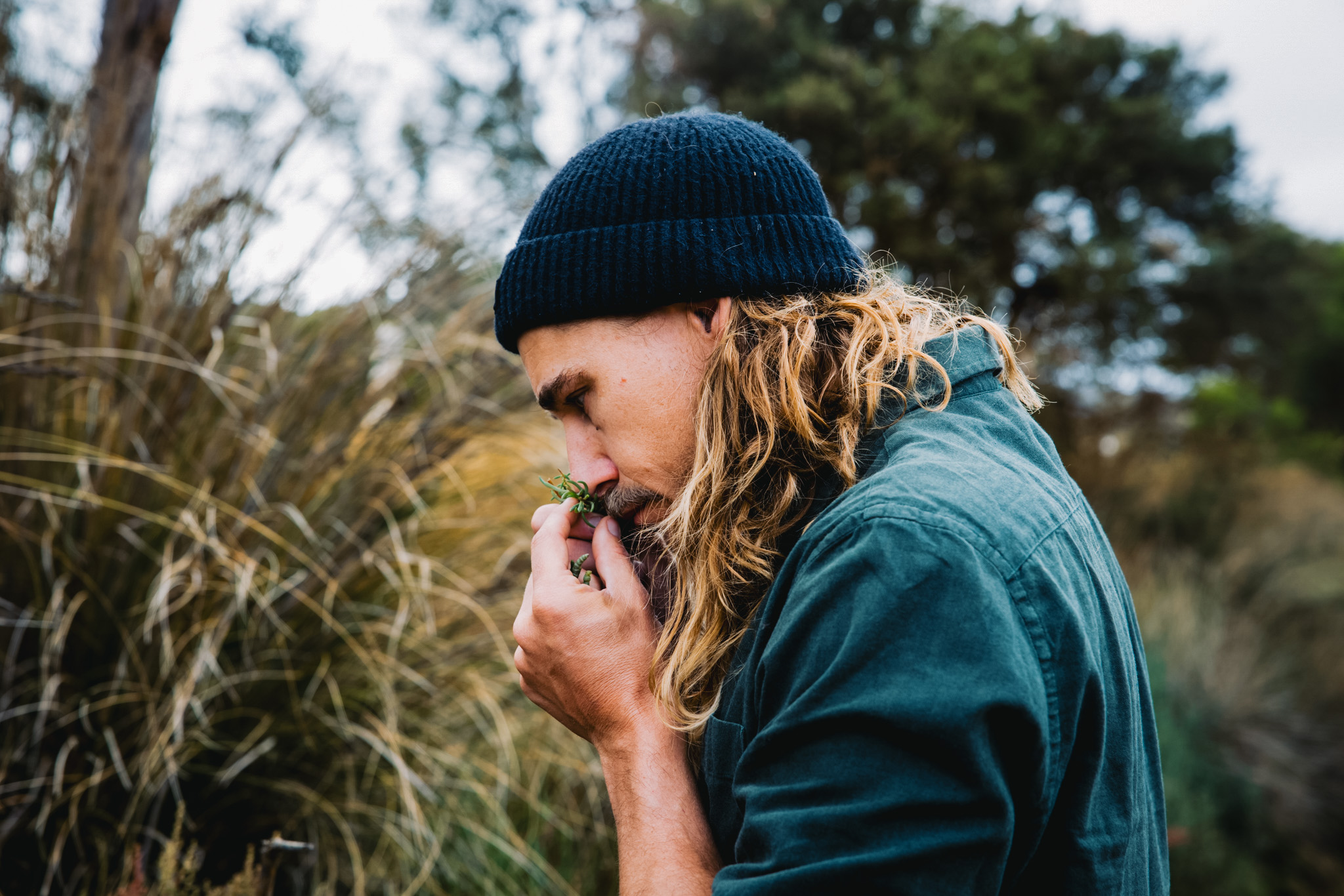 Paul “Yoda” Iskov taking in the fragrances of the fresh produce